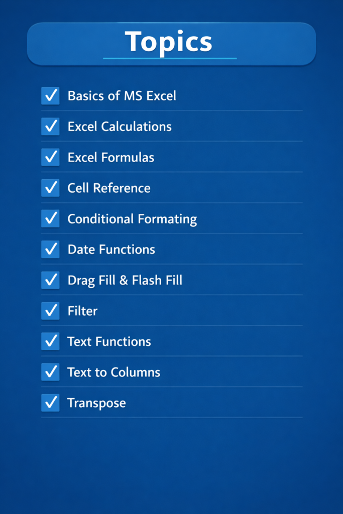 Basics of Excel Topics